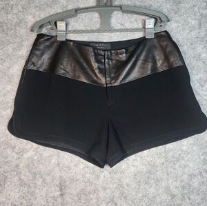 Rag & Bone Black Kelly Soft Leather Black Shorts With Side Slit Size 10